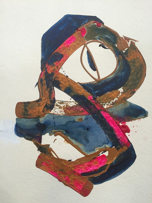 15" x 20" Multicolored Abstract "B" Acrylic on Paper 15" x 20" Multicolored Abstract "B" Acrylic on Paper