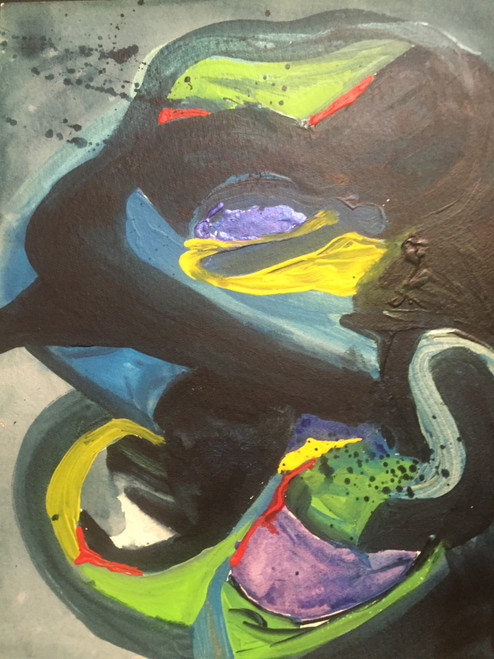 18" x 24" Multicolored Squiggle Abstract Acrylic on Paper 18" x 24" Multicolored Squiggle Abstract Acrylic on Paper