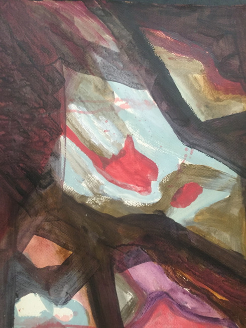 18" x 24" Black Lines Multicolored Abstract Watercolor on Paper 18" x 24" Black Lines Multicolored Abstract Watercolor on Paper