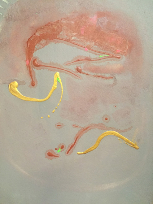 18" x 24" Yellow & Grey Modern Abstract Acrylic on Paper 18" x 24" Yellow & Grey Modern Abstract Acrylic on Paper