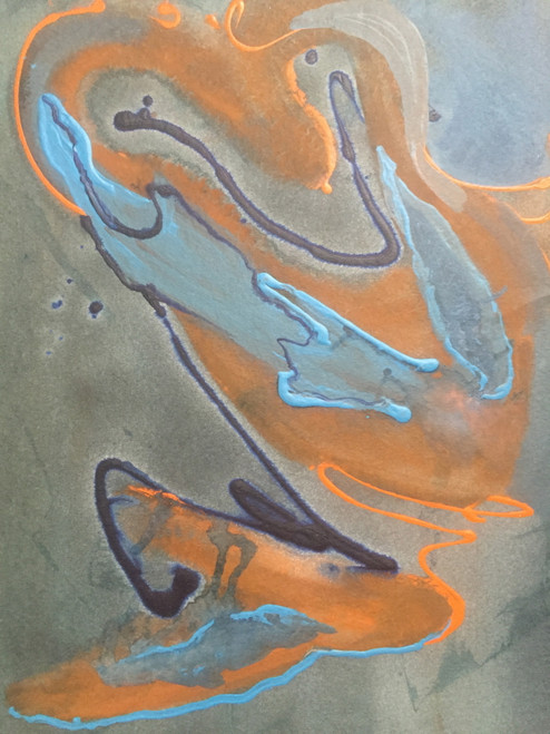 18" x 24" Brushed Multicolored Modern Abstract Acrylic on Paper 18" x 24" Brushed Multicolored Modern Abstract Acrylic on Paper