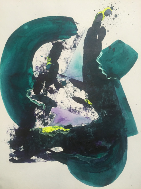 18" x 24" Green String Abstract Acrylic on Paper 18" x 24" Green String Abstract Acrylic on Paper