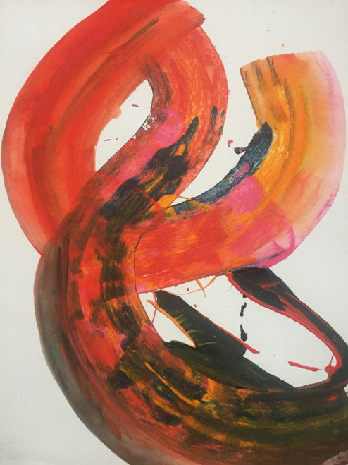 18" x 24" Red Fire Tube Abstract Acrylic on Paper 18" x 24" Red Fire Tube Abstract Acrylic on Paper