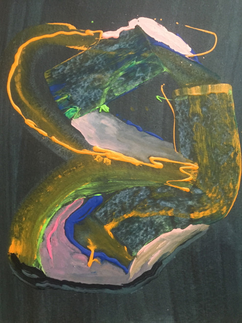 18" x 24" Abstract Yellow Noodle Abstract Acrylic on Paper 18" x 24" Abstract Yellow Noodle Abstract Acrylic on Paper