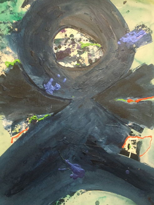 18" x 24" Roundabout Multicolored Abstract Acrylic on Paper 18" x 24" Roundabout Multicolored Abstract Acrylic on Paper