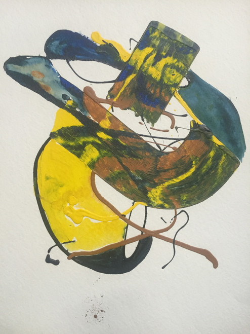 18" x 24" Abstract Yellow & Blue Oil on Paper 18" x 24" Abstract Yellow & Blue Oil on Paper