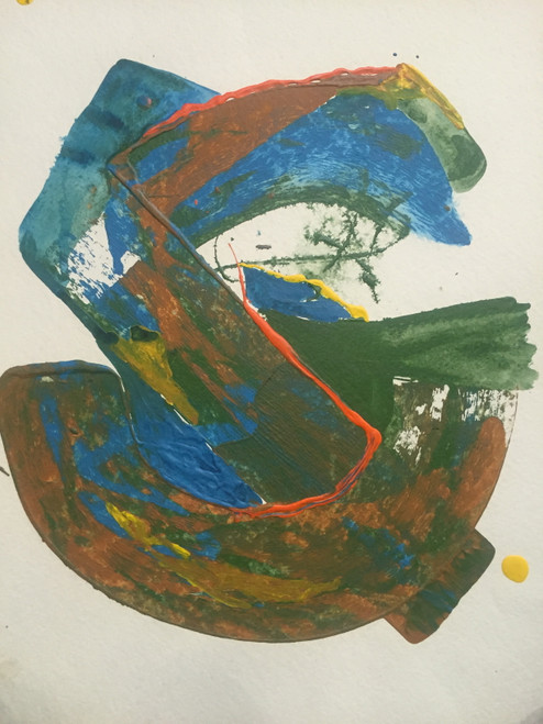 18" x 24" Abstract Yellow & Green Acrylic on Paper 18" x 24" Abstract Yellow & Green Acrylic on Paper