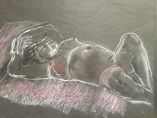 20" x 30" Nude Female Portrait Pastel on Black Paper 20" x 30" Nude Female Portrait Pastel on Black Paper