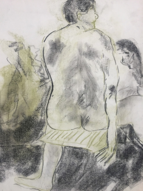 20" x 30" Sitting Nude Male Charcoal on Paper 20" x 30" Sitting Nude Male Charcoal on Paper