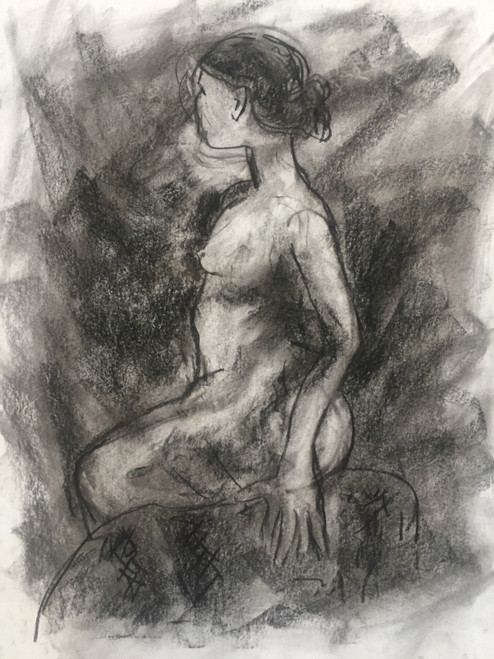 17" x 23" Nude Female Charcoal on Paper 17" x 23" Nude Female Charcoal on Paper