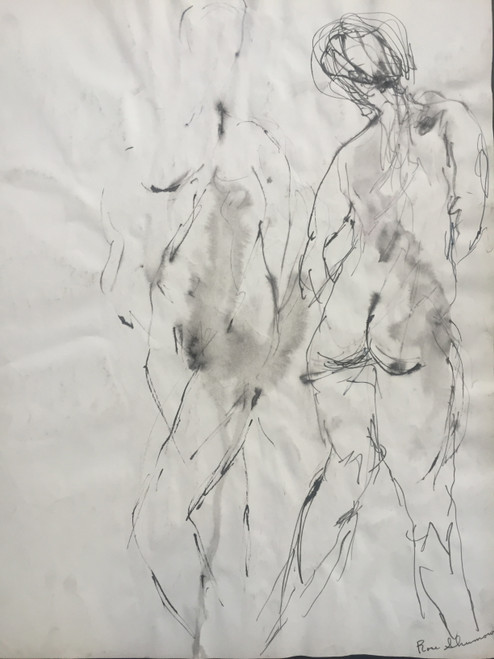 17" x 23" Nude Female Lover Pair Sketch on Paper 17" x 23" Nude Female Lover Pair Sketch on Paper