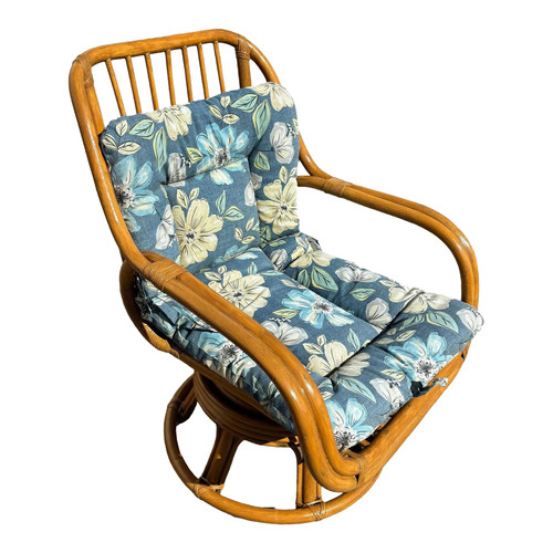 Restored 1940s Rattan Double-Strand Swivel Seat Lounge Chair Restored 1940s Rattan Double-Strand Swivel Seat Lounge Chair