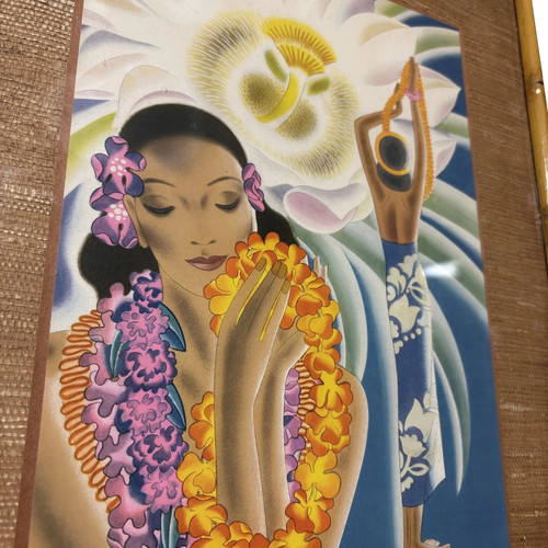 Vintage Matson Lines Hawaiin Cruise Ship Menu Covers in Bamboo