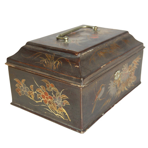 1930s Japanese Jewelry Box Lacquer Interior and Skeleton Key 1930s Japanese Jewelry Box Lacquer Interior and Skeleton Key