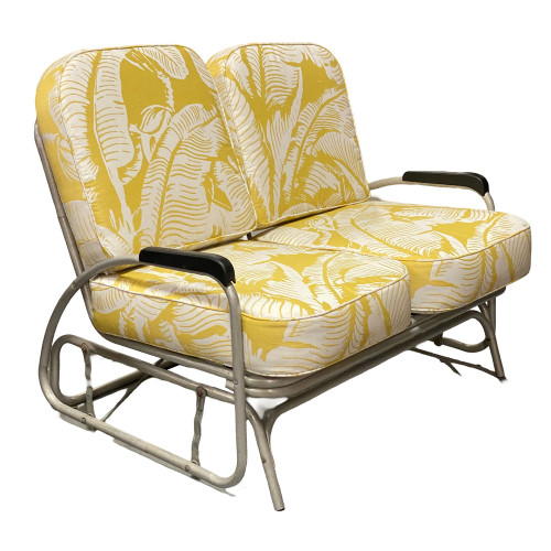 1940s Aluminum Rocking Slider Settee 1940s Aluminum Rocking Slider Settee