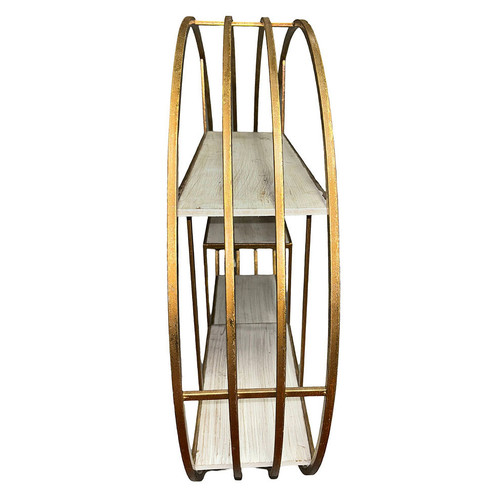 1990s Mid-Century Style 4-Tier Round Brass Colored Wall Hanging Shelf 1990s Mid-Century Style 4-Tier Round Brass Colored Wall Hanging Shelf