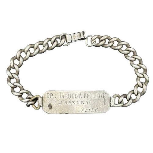 1940s Wwii Sterling Silver Us Army Id Link Bracelet - Harveys on