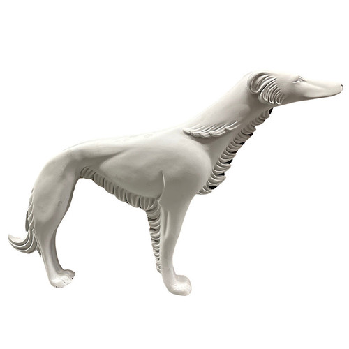 1980s Life-Size Art Deco Styled Fiberglass Borzoi Russian Dog Statue