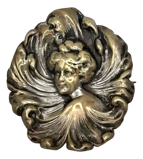 Victorian Art Nouveau Gibson Girl Portrait Pin Girl Brooch Victorian Art Nouveau Gibson Girl Portrait Pin Girl Brooch