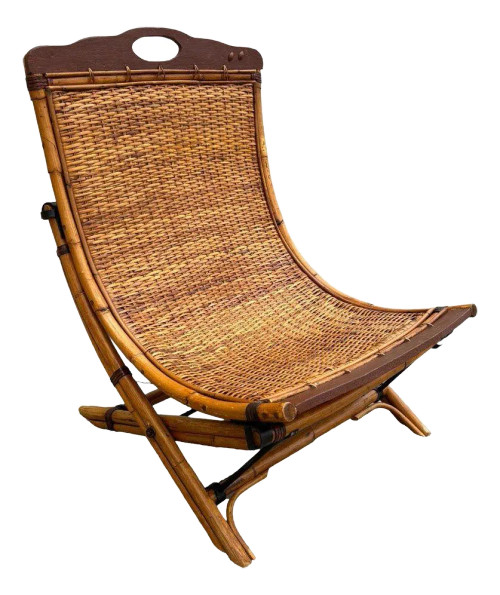 Early 20th Century English Folding Veranda Bamboo Garden Chair