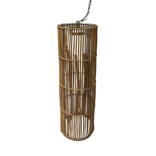 Large Mid-Century Split Stick Reed Rattan Hanging Cylinder Chandelier Pendant Large Mid-Century Split Stick Reed Rattan Hanging Cylinder Chandelier Pendant