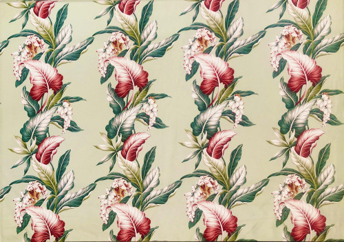 1 Yard of Mid-Century Modern Style Cotton Broadcloth Fabric With Tropical Flower & Leaf Design by Trendtex 1 Yard of Mid-Century Modern Style Cotton Broadcloth Fabric With Tropical Flower & Leaf Design by Trendtex