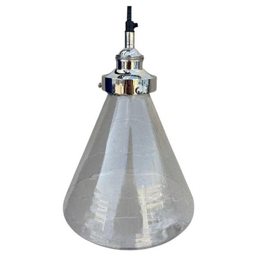 Industrial Aluminum Brushed Clear Glass Ceiling Pendant Light