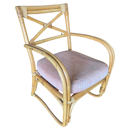 Rattan 2-Strand X-Back Lounge Chair with Streamline Speed Arms