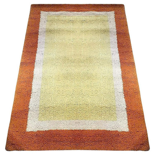 Post Modern Geometric Tricolor Scandinavian Shag Wool Rug