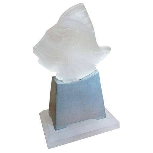 Art Deco GROS POISSON Frosted Art Glass Fish Accent Lamp