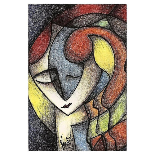 Geometric Abstract Expressinist Woman Portrait Print on Canvas by Richard T Spea