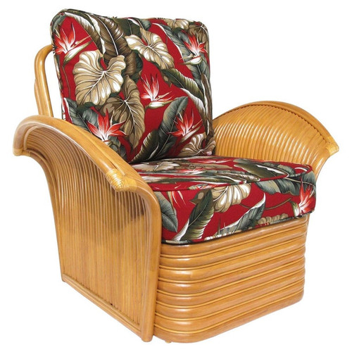 Art Deco Style "Golden Girls" Rattan Fan Arm Lounge Chair