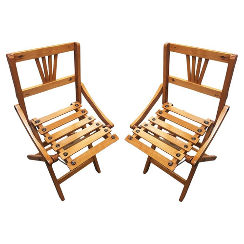 Pair of George Nelson Inspired Child-Size Slat Folding Chair