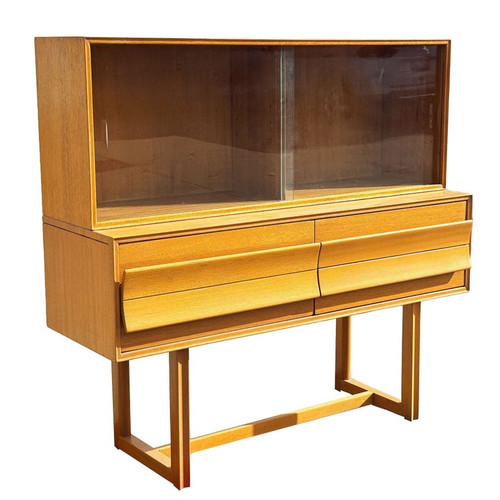 MCM Blonde Birch Buffet w/ China Cabinet by Paul Laszlo for Brown Saltman