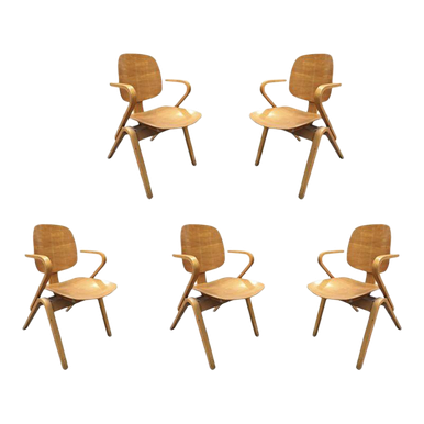 Mid Century Thonet Bent Plywood Armchairs by Joe Atkinson - Set of