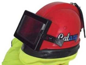 Galaxy Supplied Air Respirator Helmet with High Visibility Cape & Air Cooling Controller Galaxy Supplied Air Respirator Helmet with High Visibility Cape & Air Cooling Controller