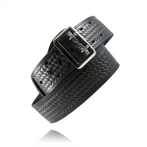 Genuine split leather belt black basket weave size Large 29.5\