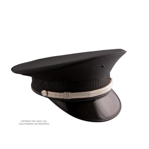 Black Pershing cap with silver strap and silver buttons