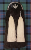 Military Sporran with white tassles on black horsehair