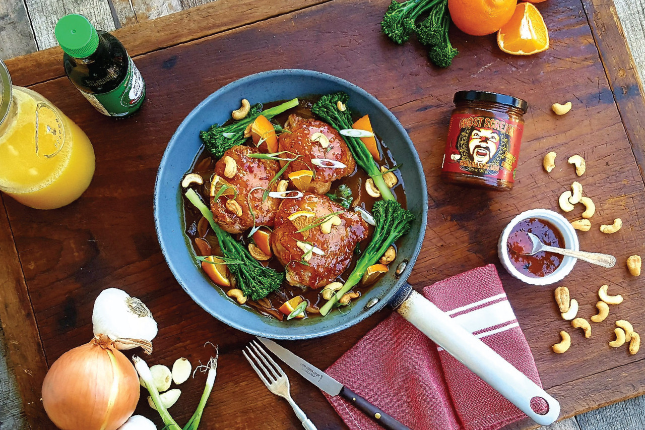 Sweet & Spicy Cashew Chicken Made with Chili Garlic Jam Ghost Scream Hot Sauce