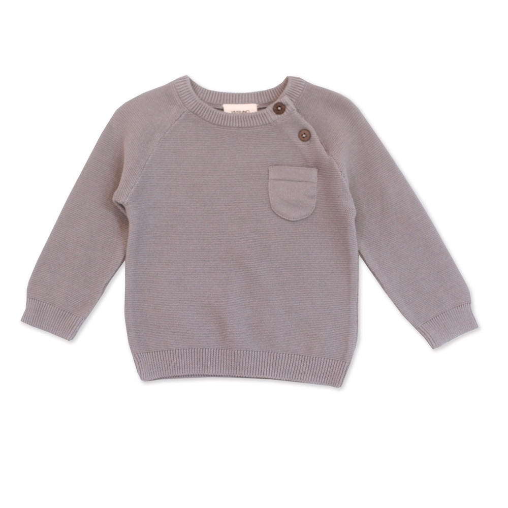 Organic Pullover Sweater - Grey, 6-12m