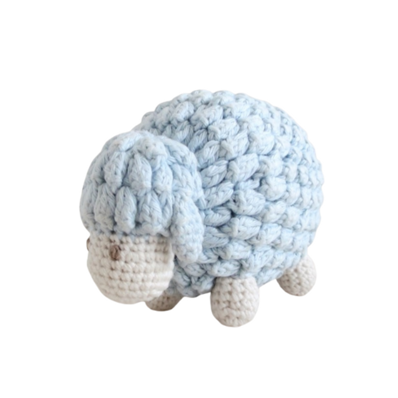 Organic Plush Sheep Rattle Toy - Blue
