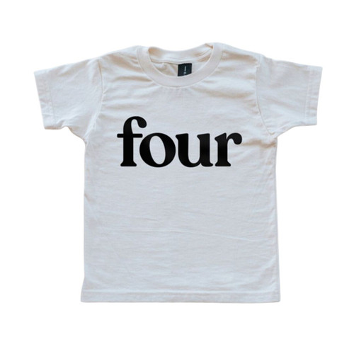 Organic Cotton Birthday Tee - "four"