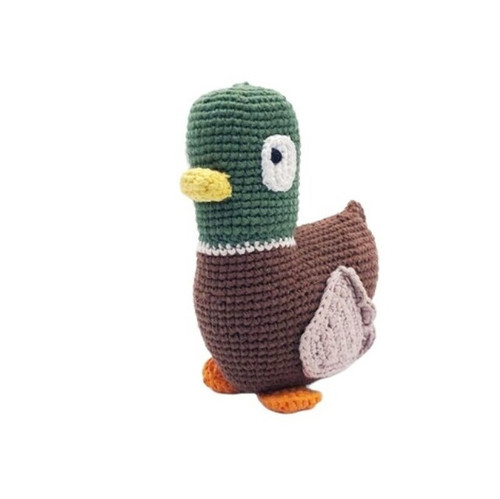 Hand Knit Rattle - Mallard Duck