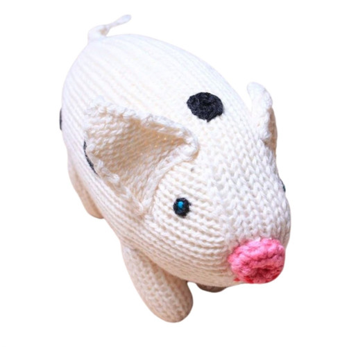 Hand Knit Organic Pig Rattle