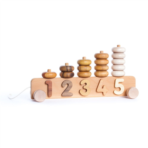 Wooden Number Stacking Pull Toy