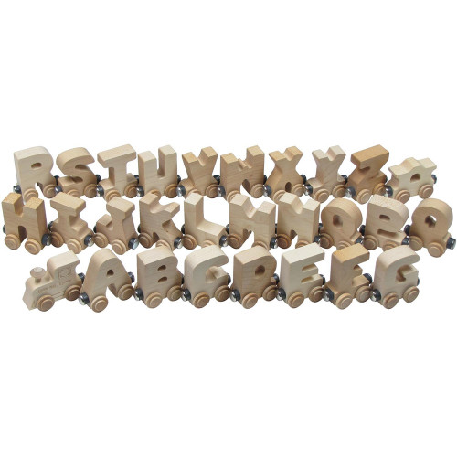 26 Wooden Train Letters Set Plus Engine & Caboose