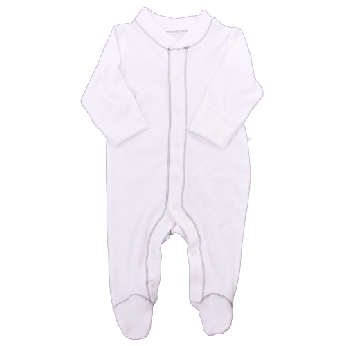 Organic Footed Pajamas - Grey Stitch - 3-6m