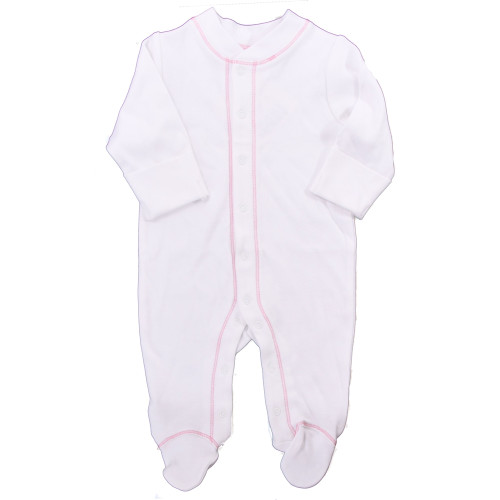 Organic Footed Pajamas - Pink Stitch - 3-6m