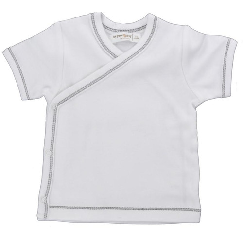 Organic Side Snap Shirt - Grey Stitching - 3-6m